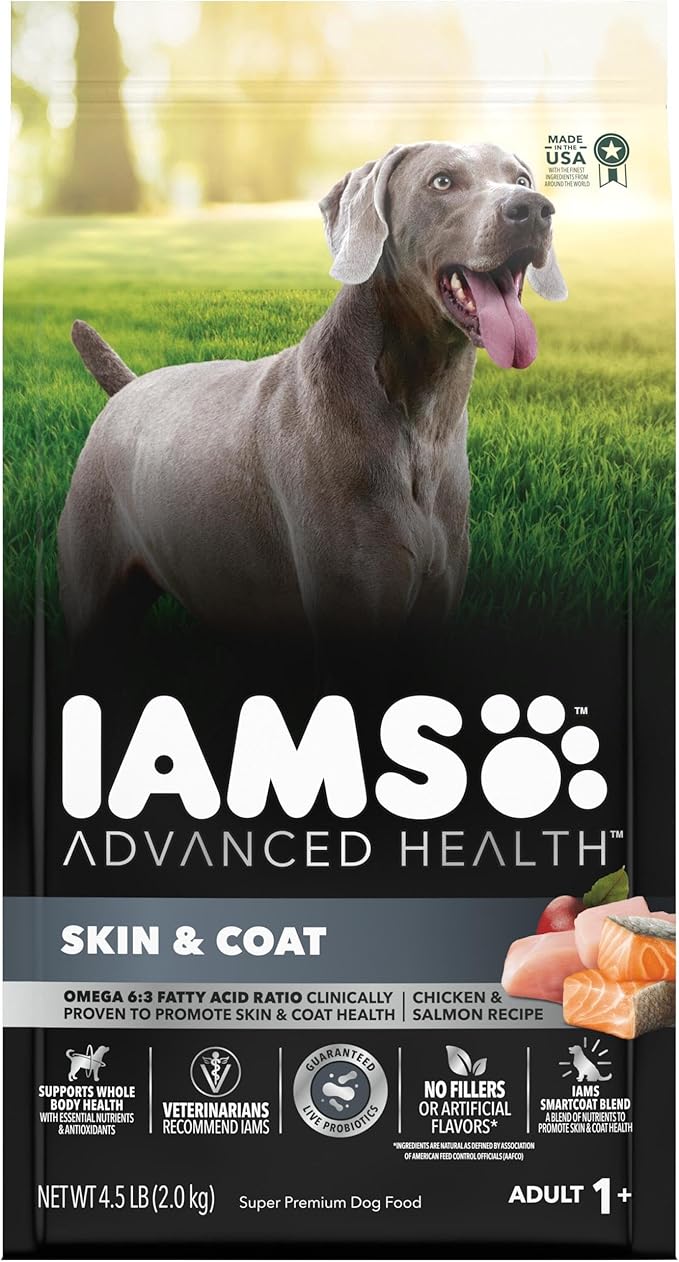 IAMS Advanced Health Skin & Coat Adult Dry Dog Food Chicken and Salmon Recipe, 4.5 lb. Bag