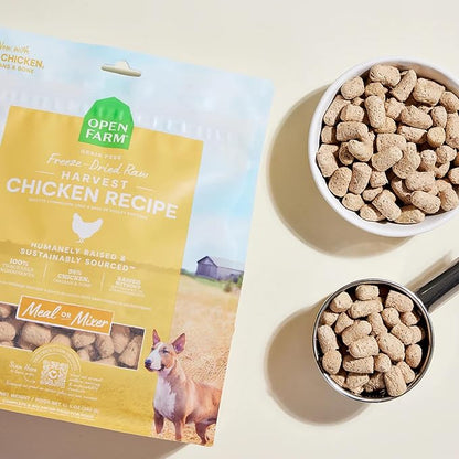 Open Farm, Freeze Dried Raw Dog Food, Morsels with 95% Meat, Organs & Bone, Organic Produce & Superfoods, Complete Meal or Freeze Dried Dog Food Topper, Chicken Recipe, 13.5oz Bag