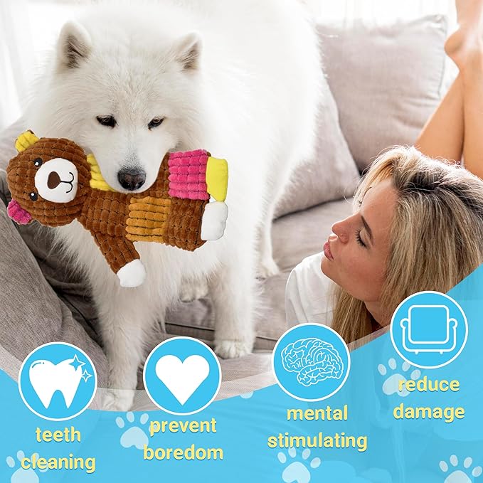 LECHONG 5Pcs Squeaky Dog Toys, Large Crinkle Dog Toys for Large Medium and Small Dogs, Puppy Toys to Keep Them Busy Great Value Dog Toy Bundle