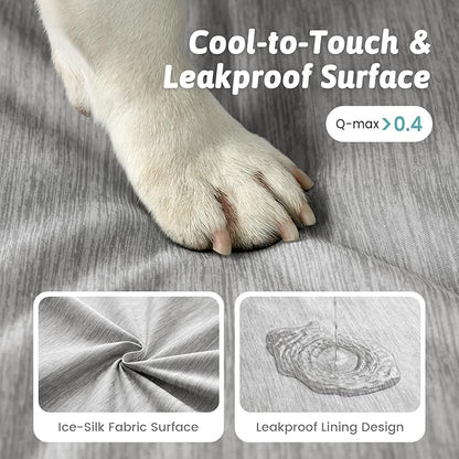 Cooling Dog Bed for Large Medium Size Dogs, Q-Max >0.4 Summer Cool Orthopedic Foam Pet Sofa Bed with Sides, Bolster Anti-Slip Couch with Washable Removable Cover, L 36x27x6.5 inch, Grey