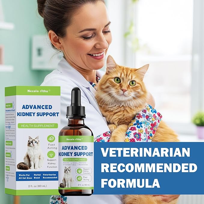 Cat Kidney Support, Kidney Support Supplement for Cats – Vet-Formulated Herbal Liquid with Rehmannia & Cordyceps to Help Support Healthy Kidney Function, Hydration, Appetite & Energy Level
