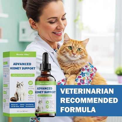 Cat Kidney Support, Kidney Support Supplement for Cats – Vet-Formulated Herbal Liquid with Rehmannia & Cordyceps to Help Support Healthy Kidney Function, Hydration, Appetite & Energy Level
