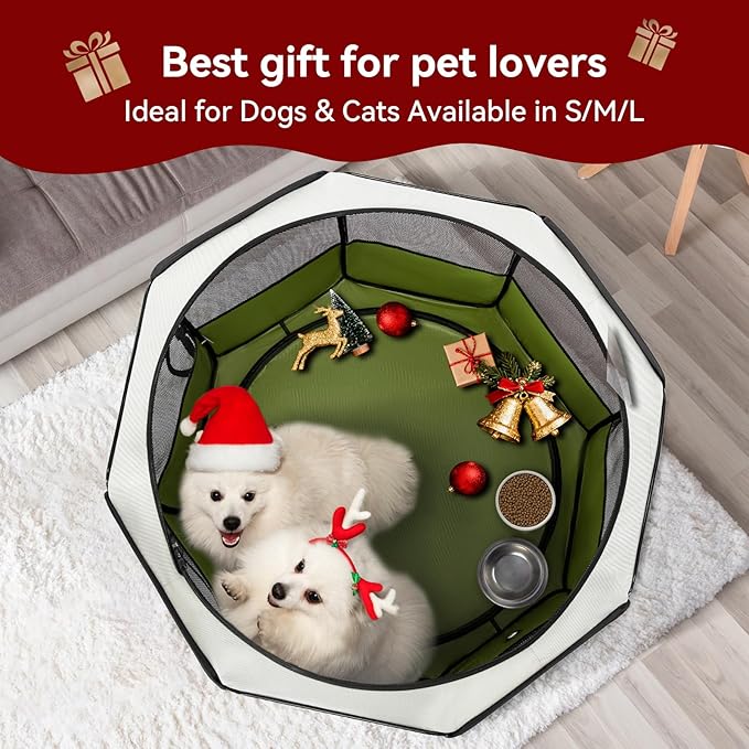 PETSFIT 45.5" Dog Playpen Indoor/Outdoor-Jump-Proof 28.5" Height with Removable Waterproof Mat & Zippered Roof | RV, Camping, Travel Dog Pen | Whelping & Cat Observation Space(45.5"L x 45.5"W x 28.5H)