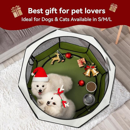 PETSFIT 45.5" Dog Playpen Indoor/Outdoor-Jump-Proof 28.5" Height with Removable Waterproof Mat & Zippered Roof | RV, Camping, Travel Dog Pen | Whelping & Cat Observation Space(45.5"L x 45.5"W x 28.5H)