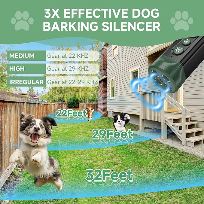 BOKKY 6-in-1 Anti Barking Device for Dogs with 3X Sonic Emitters Convertible Waterproof Dog Bark Deterrent of 4 Heads Up to 32FT Long - Safe for Dogs Training - Indoor & Outdoor