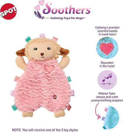 SPOT Soothers- Tabbie Lambie Dog Toy-Separation Anxiety Toys for Dogs, Stuffing Free, Scented with Calming Lavender Fragrance Beads to Safely Calm and Relax Dogs and Puppies, 8in
