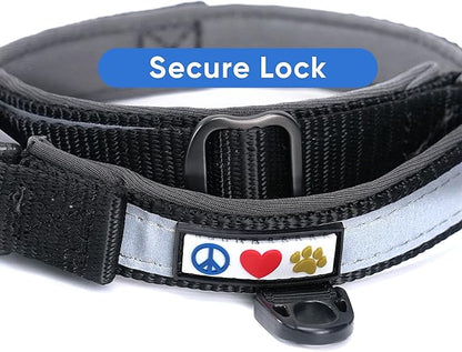 Pawtitas Lumberjack Padded Martingale Collar for Dogs | Soft Neoprene Dog Collar for Your pet's Comfort Made with Reflective Band for Maximum Visibility | Fits Small and Large Pets - Small Black