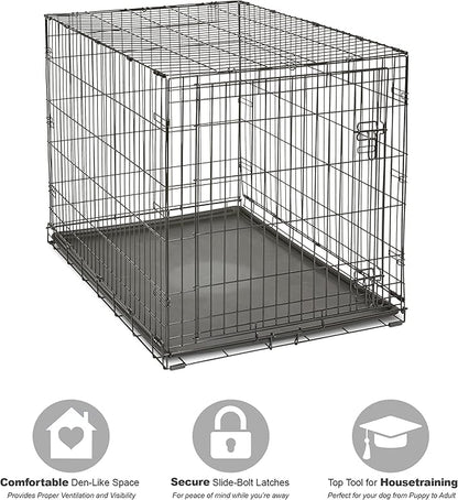 Midwest Homes for Pets 42-Inch New World Crate for Large Breeds, 71-90 lbs, Single Door Folding Dog Crate, Leak-Proof Tray & Secure Latch, Portable, Durable & Easy to Assemble