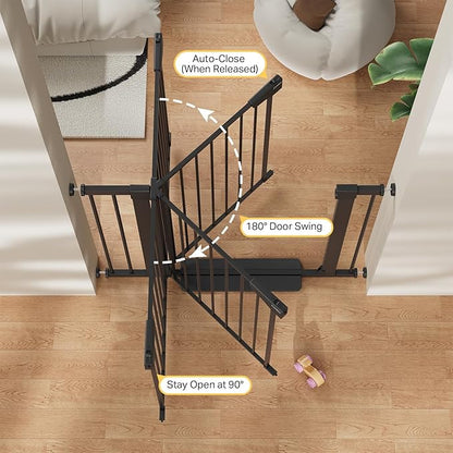 Cumbor 36" Extra Tall Baby Gate for Stairs, 29.7-40.6" Wide Dog Gate for Doorways, Pressure Mounted Auto-Close Pets Gates for Dogs Indoor, Durable Safety Child Gate, Mom's Choice Awards Winner, Black