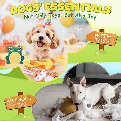XIUGOAL Dog Toys to Keep Them Busy, 3 Pack No Stuffing Interactive Dog Toys with Crinkle, Squeaky Puppy Chew Toys for Small, Medium Breeds