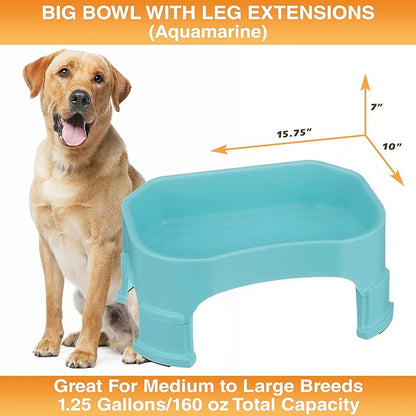 Neater Pet Brands Extra Large Water Bowl for Dogs, Elevated Outdoor Dog Water Bowl (1.25 Gallon XL Capacity), Big Trough Style Food Dish for Indoors or Outside, No Spill Large Dog Bowls, Aquamarine
