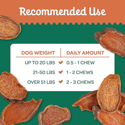 Wholesome Pride Sweet Potato Chews Dog Treats – All-Natural, Single-Ingredient, Grain-Free, 16 oz