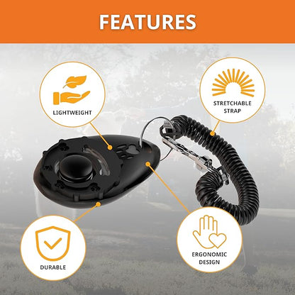 Dog Training Clicker - Pet Training Behavioral Tool with Wrist Strap for Dogs, Cats, and Puppies - Lightweight and Durable