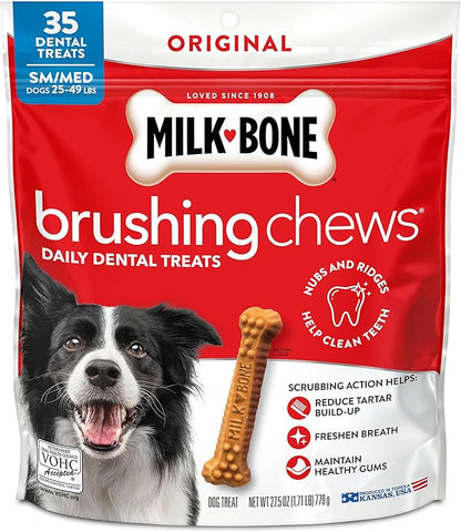Milk-Bone Brushing Chews Original Chicken Flavor Daily Dental Dog Treats, Small/Medium, 27.5 Oz. Bag