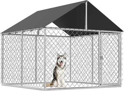 Petony Outdoor Dog Enclosure Heavy Duty Dog Kennel House Mesh Dog Big Cage Pet Kennel Steel Fence with Secure Lock