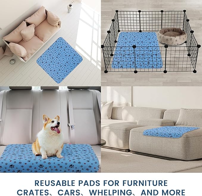 Washable Pee Pads for Dogs,4 Pack Extra Large 24"x36" Super Absorbent Reusable Puppy Pads,Non-Slip 100% Waterproof Dog Pee Pad,Pet Training Pads for Couch, Crate,Potty Training,Floor