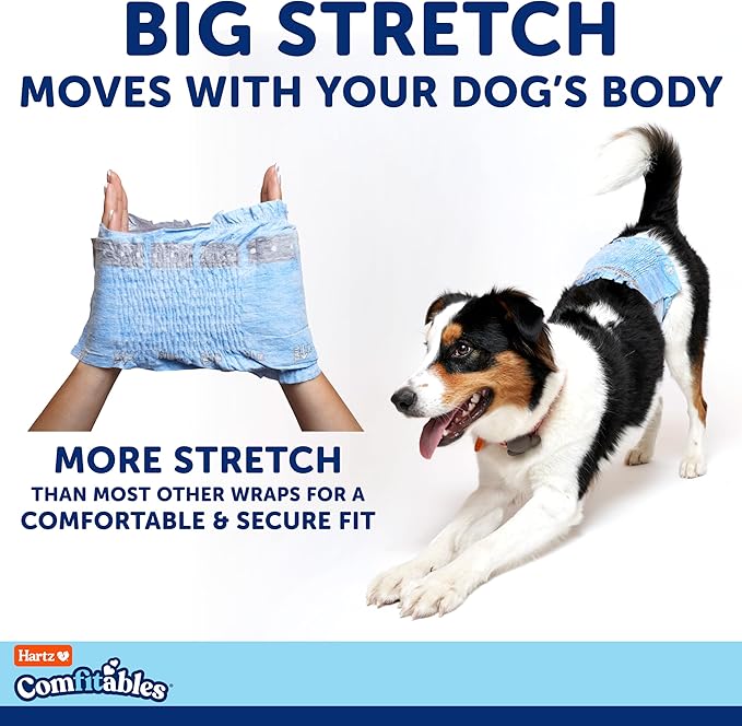 Hartz Comfitables Disposable Male Dog Wraps with Stretchy Waistband, Extra Small 46 Count