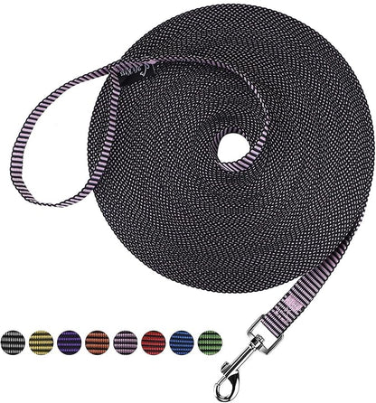 Hi Kiss Dog/Puppy Obedience Recall Training Agility Lead - 15ft 20ft 30ft 50ft 100ft Training Leash - Great for Training, Play, Camping, or Backyard(30ft,BL+PK)