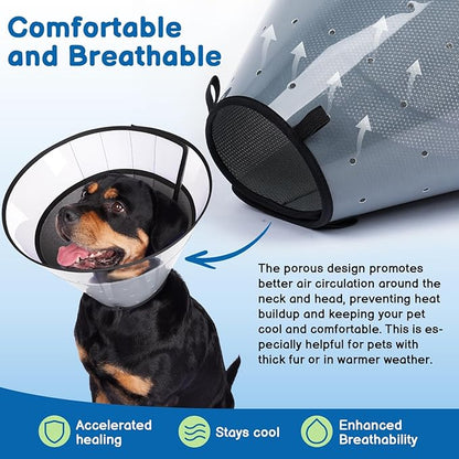 BARKLESS Soft Dog Cone, Soft Cone for Large Dogs to Stop Licking Biting Wounds, Breathable Surgical E Collar for After Surgery, Adjustable Elizabethan Collar for Neuter Incision Care