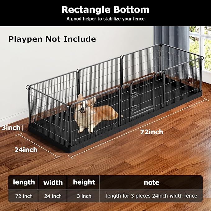 PJYuCien Rectangle Dog Playpen Bottom -Stabilize the Dog Play Pen, Fits 8 Panels 32" Width Dog Playpen -32"x96" Assembly Size 600D Oxford Cloth Waterproof Playpen Bottom (Only Bottom Pad, No Playpen