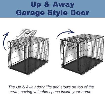 MidWest Homes for Pets Intermediate Ovation Single Door Folding Dog Crate, 36-Inches, Space-Saving Patented Up & Away Door, Leak-Proof Pan, Divider Panel, Black
