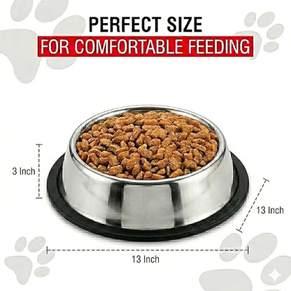 Loving Pets Stainless Steel Non-Tip Dog Bowl – Heavy Duty No Spill Dog Bowl with Removable Rubber Base – Durable, Non-Skid Stainless Steel Dog Food Bowl & Dog Water