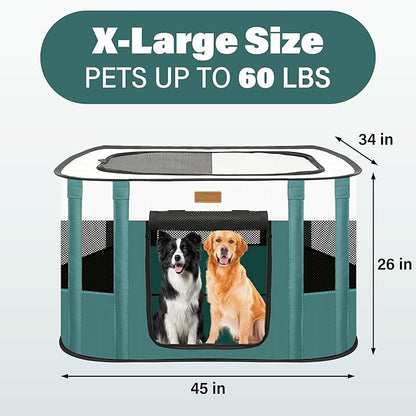 Dog Playpen - Foldable Cat Play Pens for Pubby,Kitten, Rabbit,Portable Pet Tent with Carring Bag for Indoor/Outdoor Travel Camping Blue X-Large