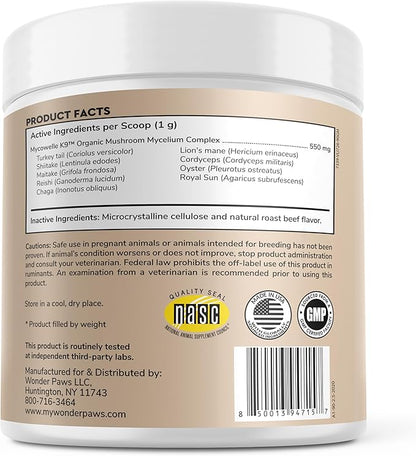 WONDER PAWS Goat Milk Powder Plus Mushroom Complex Powder - for Dog's Digestion, Immune Support, Vitality & Overall Wellness – Goat Milk 90 Scoops - Mushroom Complex 90 Scoops