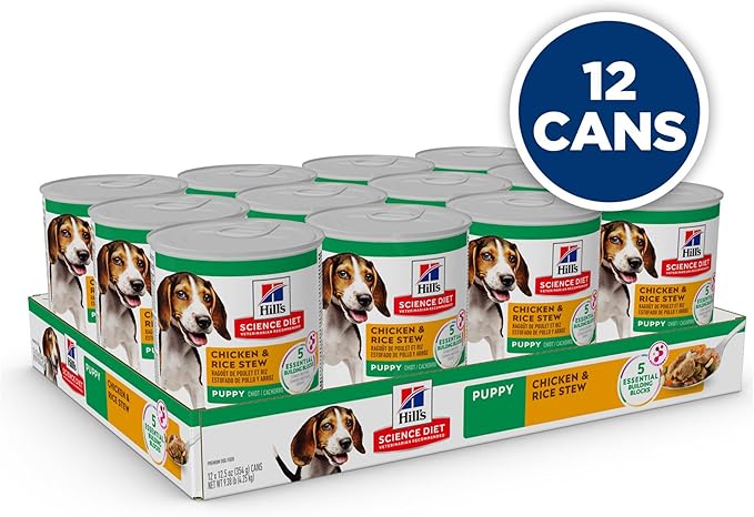 Hill's Science Diet Puppy Wet Dog Food, Chicken & Rice, 12.5 oz. Cans, 12-Pack