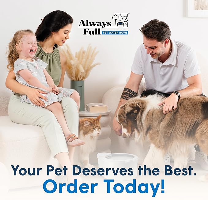 Always Full® 7” Cat Water Bowl with Wall Unit, Self Refilling Clean Filtered Water System, App Enabled Smart Hydration Tracking, Automatic Water Bowl for Cats and Dogs