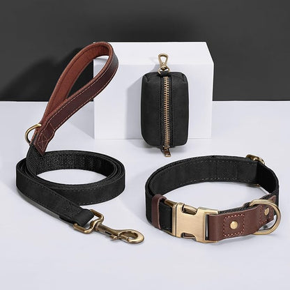 Didog Soft PU Leather Dog Collar for Large Dogs,Classic Adjustable Wide Dog Collars with Quick Release Metal Buckle,Easy Clean and Comfortable with Nylon Lining,Black,XL Neck 20-27", Width 1¼"