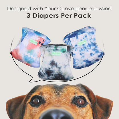 wegreeco Washable Male Dog Belly Band (Stylish Pattern)- Pack of 3 - Washable Male Dog Belly Wrap, Dog Diapers Male (Tie-dye, Ink, X-Large)