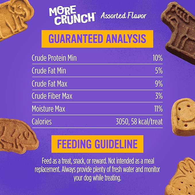 Blue Dog Bakery More Crunch Assorted Flavors, Dog Biscuits, Healthy Treats, All Natural, Bacon, Chicken, Cheese, Peanut Butter, 5 lb (Pack of 1)