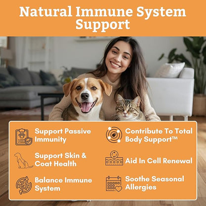 Wholistic Pet Organics Colostrum for Dogs & Cats - Bovine Colostrum Powder - Cat & Dog Allergy Relief, Immune Support & Itching Skin Relief - Cat and Dog Vitamins for Itchy Skin - 2 oz - 140 Scoops