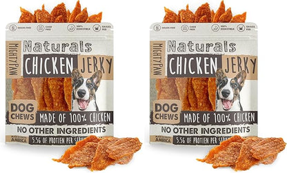 Mighty Paw Naturals Chicken Jerky Dog Treats | Chicken Jerky for Small, Medium and Large Breeds. All Natural Dog Treats. Natural Chews Treat for Large Pets, and Puppies. 14 oz (Pack of 2)