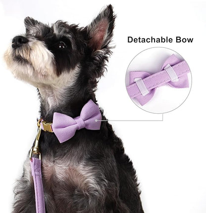 Beirui Adorable Small Dog Harness Collar and Leash Set,Cute Puppy Harness Set with 3 Bows for Small Dogs,Shih Tzu,Dachshund,Adjustable Step-in Vest for Daily Walking,Parties&Holiday Outfits(Purple,S)
