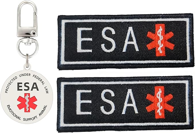 ESA Patch 2 pcs, ESA ID Tag Easily Attach to Dog Collar, Harness (Medium)