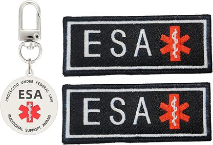 ESA Patch 2 pcs, ESA ID Tag Easily Attach to Dog Collar, Harness (Medium)