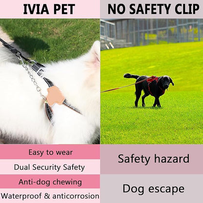 2 PCS Dog Collar Metal Safety Clip, Harness Collar Leash Chain Connector, Heavy Duty Double End Spring Backup Buckle Clasp, Escape-Proof Safety Accessory (Medium, Silver)