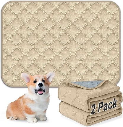 FunFurry Washable Pee Pads for Dogs - 2 Pack Reusable Pee Pads，Waterproof Puppy Pads，Pet Training Pads，Super Absorbent with Dog Paw Shape Non-Slip Backing (Cream, 18" X 24" - 2 Pack)