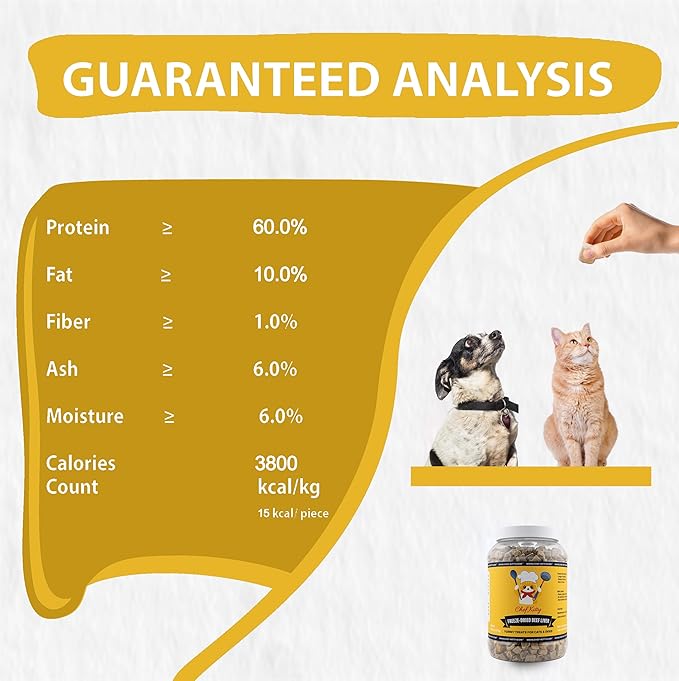 Freeze Dried Beef Liver Dog Treats | Healthy Kitten Treats, Single Ingredient, Raw | High Protein Cat & Dog Food Toppers, Grain-Free | Inspected & Tested in USA | 9.5 oz