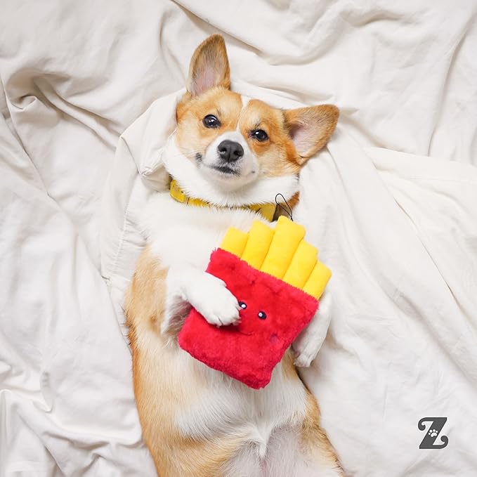 ZippyPaws NomNomz - Dog Squeaky Toys to Keep Them Busy, Funny Food Plush for Small & Medium Dogs, Cute Stuffed Puppy Toy, Pet Products, Gift for Dogs of All Breeds, Soft and Cuddly - Fries