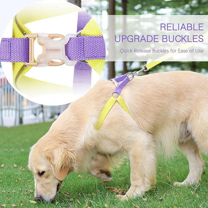 No Pull Dog Harness and Leash Set, Step in Dog Halter Harness with Poop Bag Holder, Adjustable Lightweight Cotton Straps Suitable for Small Medium Large Dogs Outdoor Walking Running Hiking