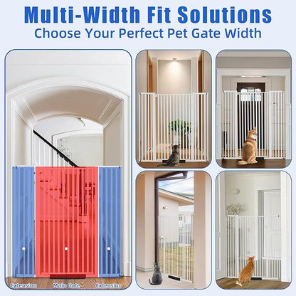 SHYUJAJIE 55 Inch Extra Tall Pet Gate for Cats,29.92"-48" Adjustable Wide Dog Gates,Pressure Mounted Walk Through Tall Pets Gate for Doorways,Hallway,Stairs(White)