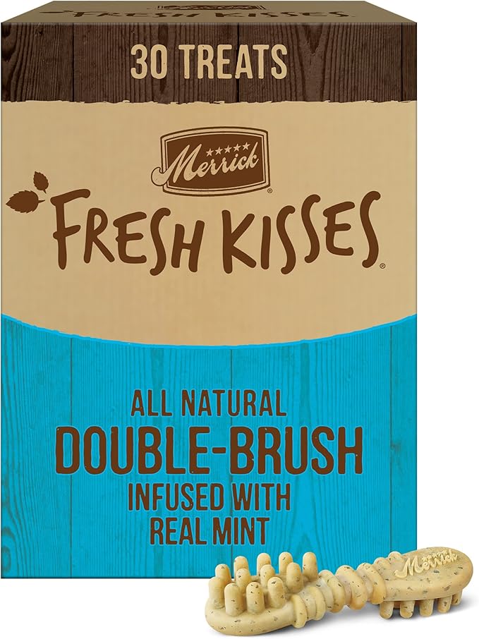 Merrick Fresh Kisses Dental Chews Infused With Real Mint, Medium Dog Chews for Dogs 25-50 lbs, 1.88 lb Box