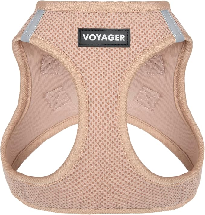 Best Pet Supplies Voyager Step-in Air Harness - All Weather Mesh, Reflective, No Pull Harness for Dogs, Cats - Secure with Hook & Loop Fastener, Buckle, Double D-Rings - Khaki, M