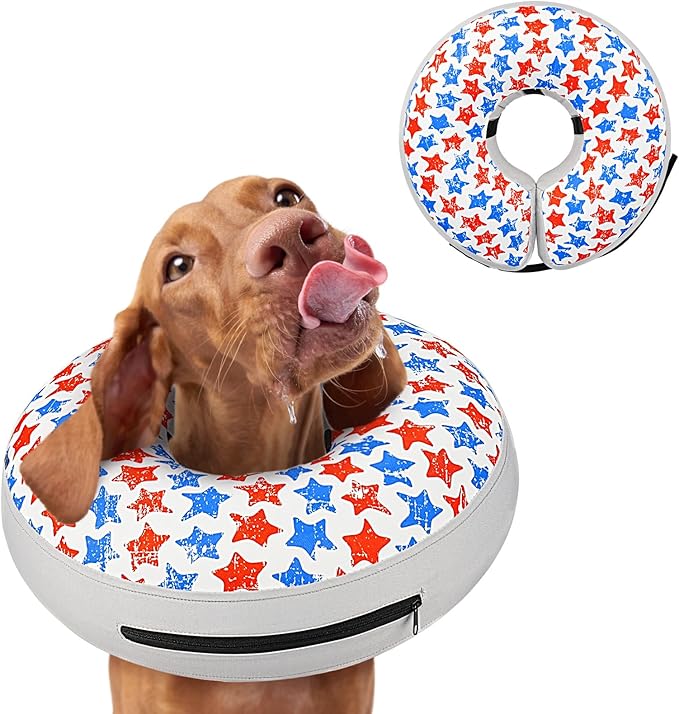 Inflatable Dog Cone Collar to Stop Licking, Soft Neck Donut Collar After Surgery, Adjustable Recovery Cone for Small Medium Large Dogs (Star,S)
