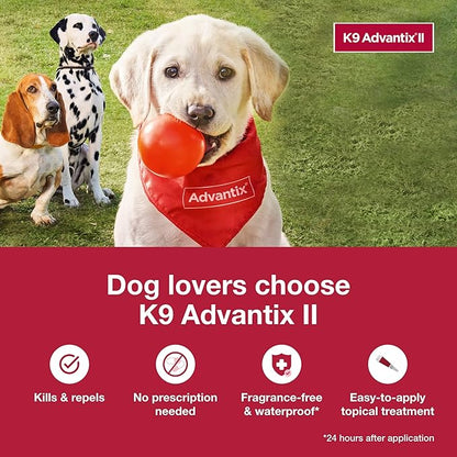 K9 Advantix II Large Dog Vet-Recommended Flea, Tick & Mosquito Treatment & Prevention | Dogs 21-55 lbs. | 2-Mo Supply (Packaging may vary)