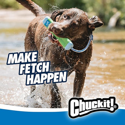 Chuckit! Amphibious Bumper Fetch Stick Toy for Dogs - Floats in Water - Interactive Dog Toys to Keep Them Busy - Tough Rubber, Nylon, and Foam - Non-Slip Rope Handle - Size Medium - Assorted Colors