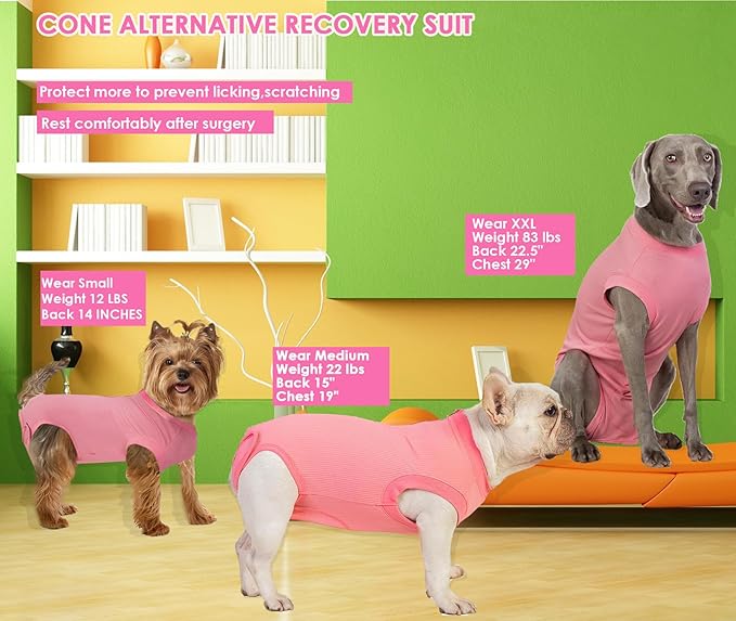 Recovery Suit for Dogs,Dog Cone Alternative Zipper Surgery Suit Female Spay,Soft Dog Surgery Suit for Anti Licking,Breathable Surgical Suit for Dogs Female Spay